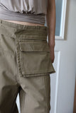 Work belted cotton pants