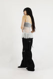 Pearl see-through shirring bustier