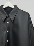 Leather Overfit Crop Shirt