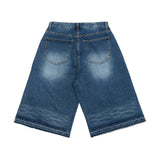 Brush cutting bermuda denim pants