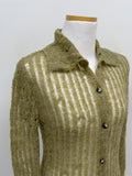Cuffs See-through Knit Long Cardigan