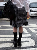 CHECK WRAP MIDI SKIRT