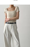Rie RIb Square Neck Short Sleeve T-Shirt
