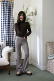 Suede bootcut pants