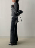 Brush Center Crease Bootcut Denim Pants