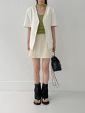 Lauder Linen No collar half jacket