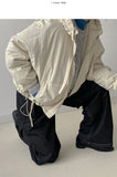 Shirring Hood Crop Padding Jumper