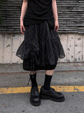 CHECK SHIRRING LAYERED SKIRT