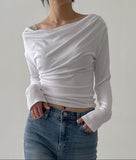 Tension Drape Shirring T-Shirt