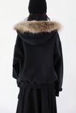 Wolf brushed hood zip-up