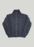High-Neck Cable Knit Zip-Up
