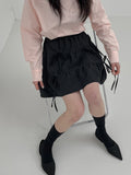 Frill Banding Flared Mini Skirt