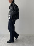 [unisex] Curl Vintage Leather Overfit Blouson