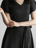 [Premium] Armoni Pleated Belt V-Neck One Piece
