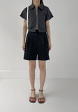 Epee Two-Way Zip-Up Crop Shirt