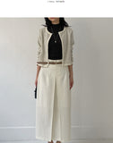 Fence color matching tweed crop cardigan