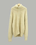 Heavy angora two-way zip-up knit