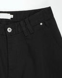 BLACK CURVED COTTON PANTS