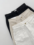 Herringbone Cotton Wide Shorts