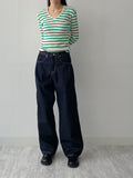 Ribbed Stripe V-Neck Tee