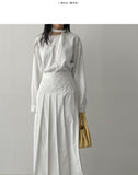 [Setup Available] Pin Pleated Long Skirt
