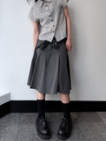 STRIPE RIBBON MIDI SKIRT
