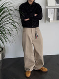 Cotton stitch wide work pants