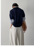 Mohair collar half knit