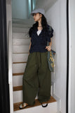 Snap Wide Cotton Pants