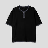 Cumin Waffle Henley Neck Short Sleeve T-Shirt