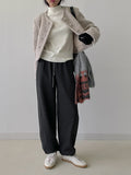 [wool60%] Cookie Boucle Wool No Collar Crop Jacket