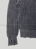 Damage Dying Mesh Hood Knit Zip Up