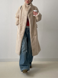 High Neck Double Long Fur Coat