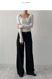 Dipping U-neck Long Sleeve T-shirt