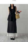 [Belt Bag SET] Smoke Sleeveless Frill Blouse