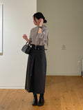 [Tie SET] Arc Raglan Round Blouse