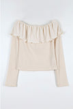 Wavy Shirred Drop Off Shoulder