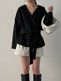 [wool20%] Smil No-Collar Robe Short Jacket