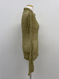 Cuffs See-through Knit Long Cardigan