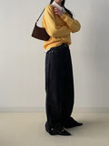 554 Roll-up selvage wide denim pants