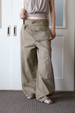 Work belted cotton pants