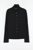 Back slit button turtleneck