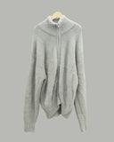 Heavy angora two-way zip-up knit