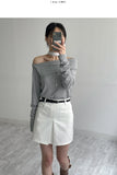 Melo Ribbed Off-Shoulder T-Shirt