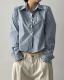 Tartan check slim fit crop shirt