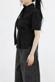 Shirring tie short sleeve shirt