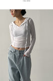 Pin-Tuck Hood Neck Slim Fit Tee