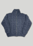 High-Neck Cable Knit Zip-Up