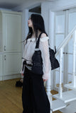 Nylon studded shoulder bag