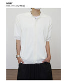 Basic collar knit short sleeve cardigan